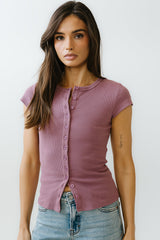 Vestia Button Up Tee in Mauve