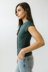 Vestia Button Up Tee in Teal