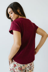 Selena Rolled Sleeve Shirt in Burgundy