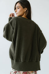 Moxie Oversized Sherpa Sweater in Olive