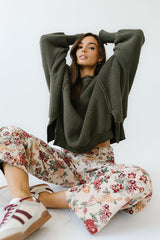 Moxie Oversized Sherpa Sweater in Olive
