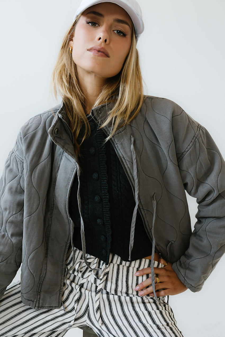 Quinn Quilted Jacket in Charcoal
