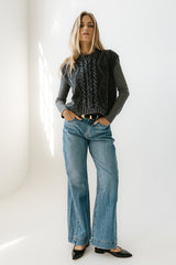 Rebecca Cable Knit Vest in Charcoal