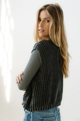 Rebecca Cable Knit Vest in Charcoal
