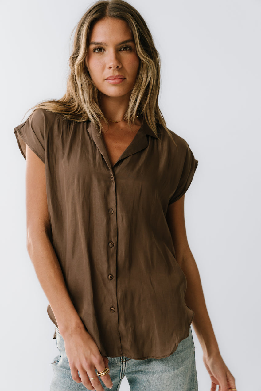 Poppy Collared Blouse in Brown