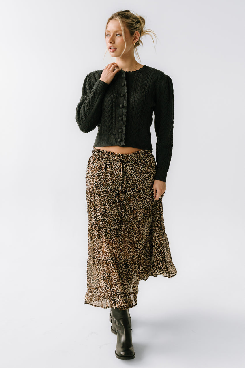 France Knit Cardigan in Charcoal