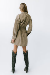 Lonnie Striped Mini Dress in Taupe