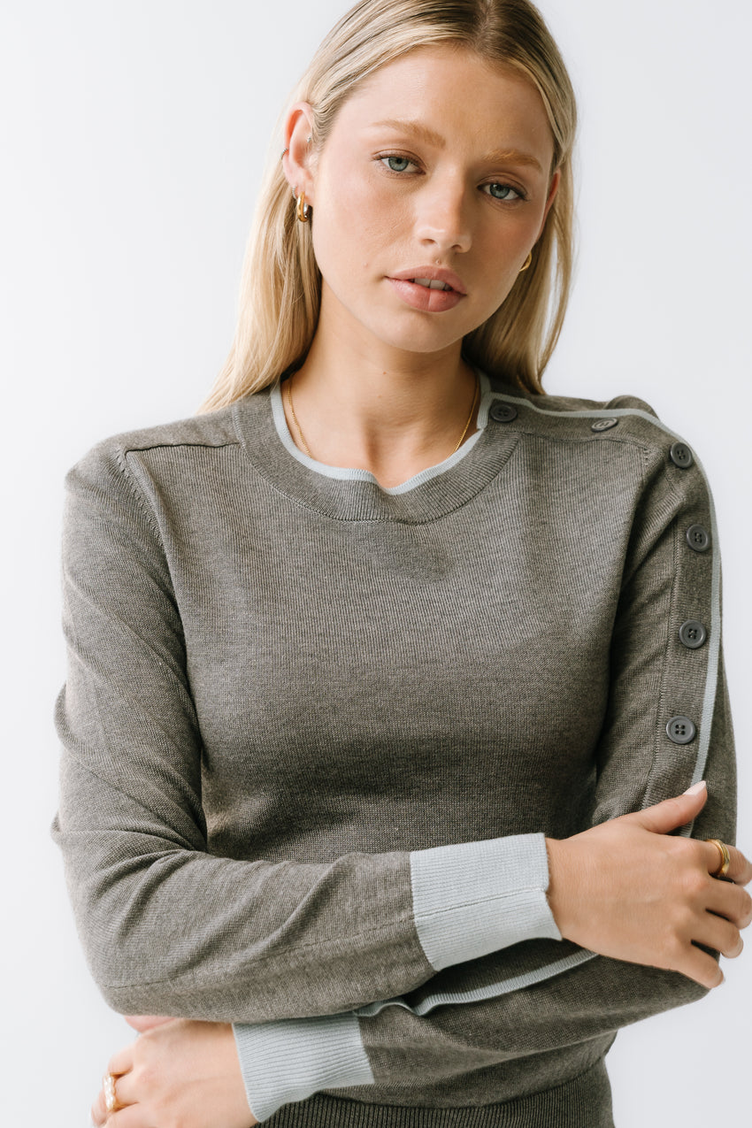Rustin Contrast Sweater in Grey