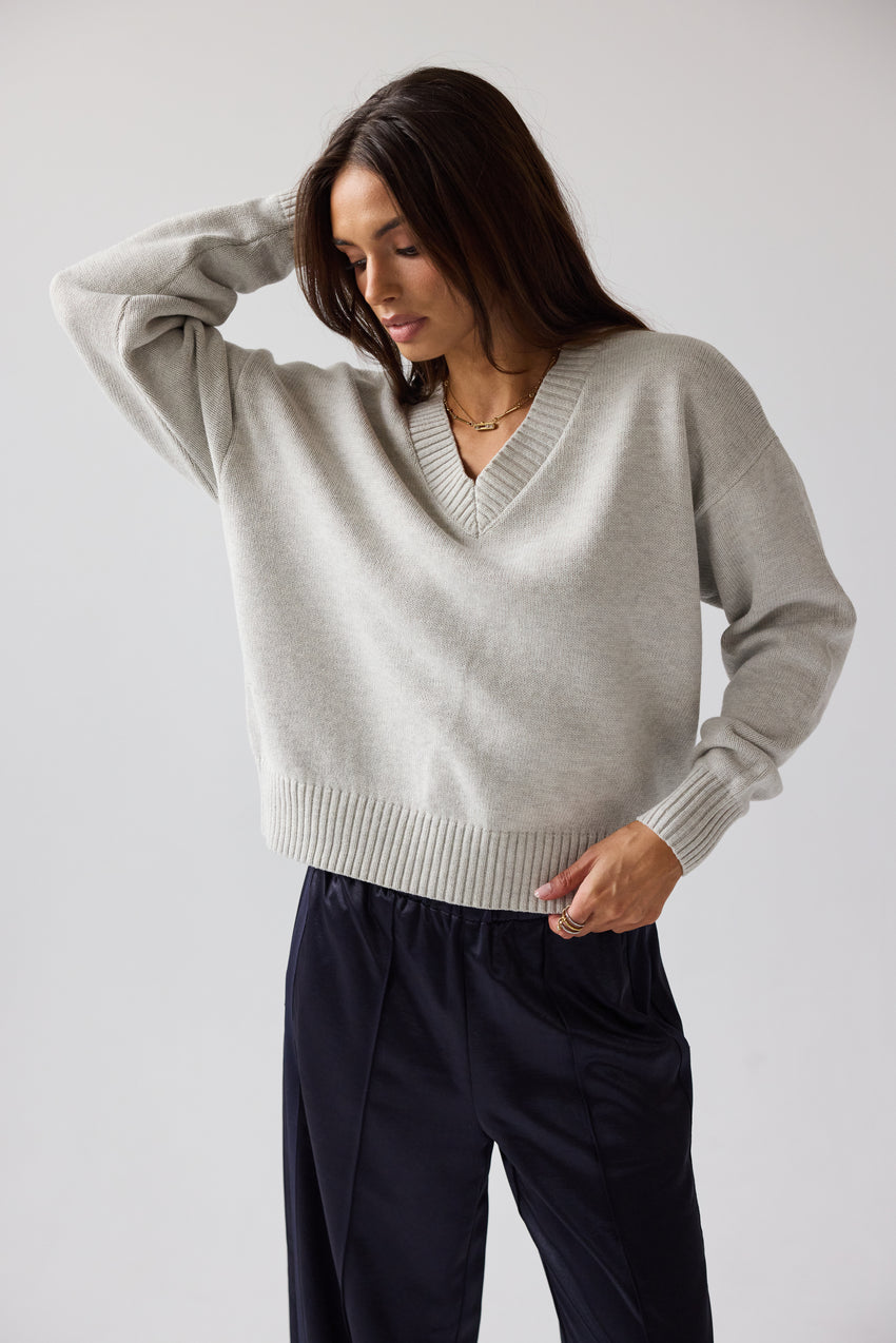 Adella Knit Sweater in Silver