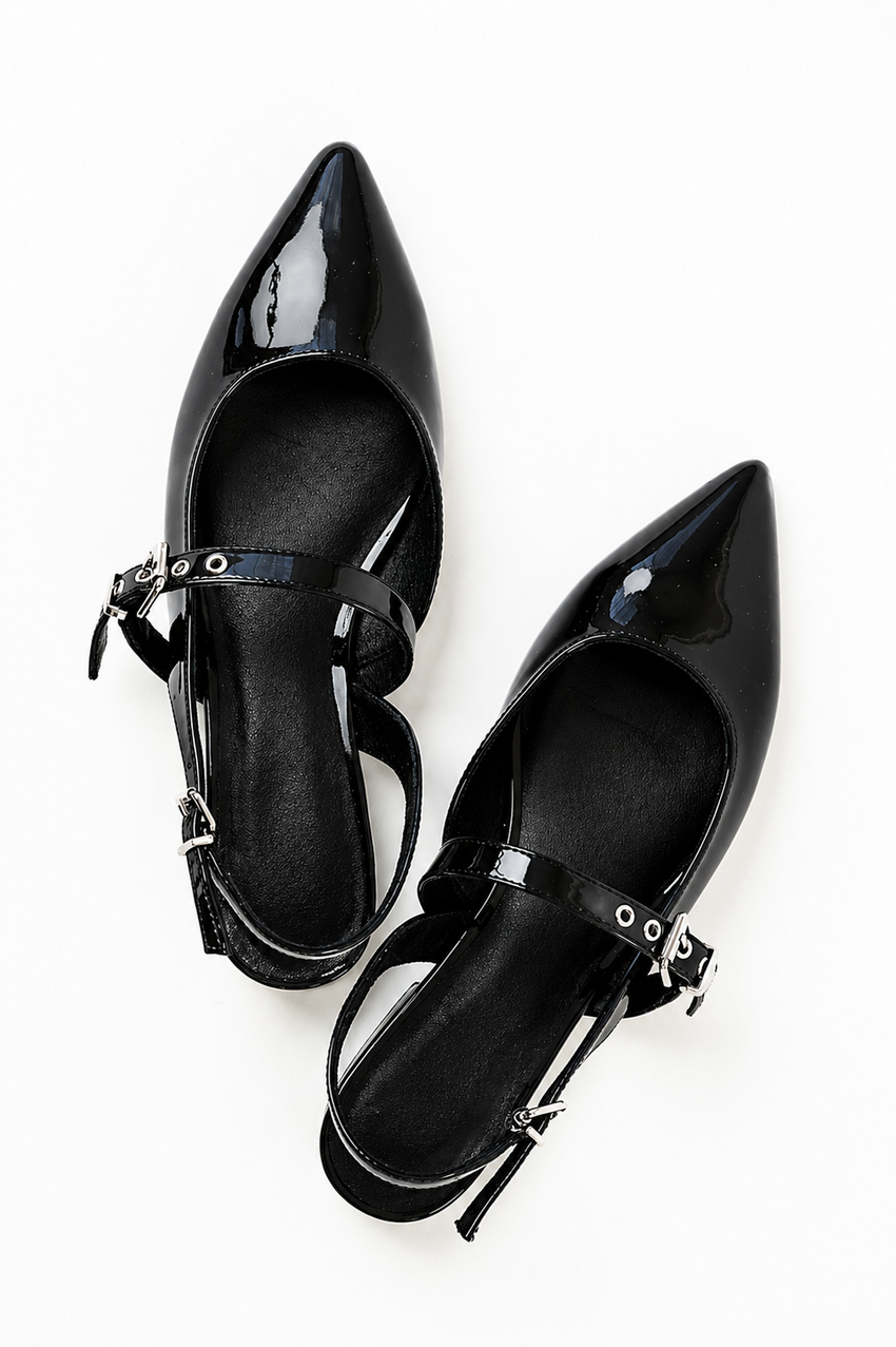 Aire Slingback Flats in Black