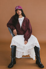 Markus Knit Bomber Jacket in Marsala