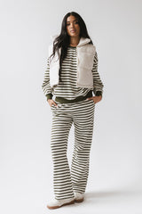 Taya Striped Wide Leg Pants in Olive