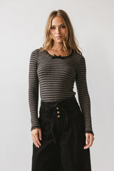 Kiya Striped Top in Charcoal