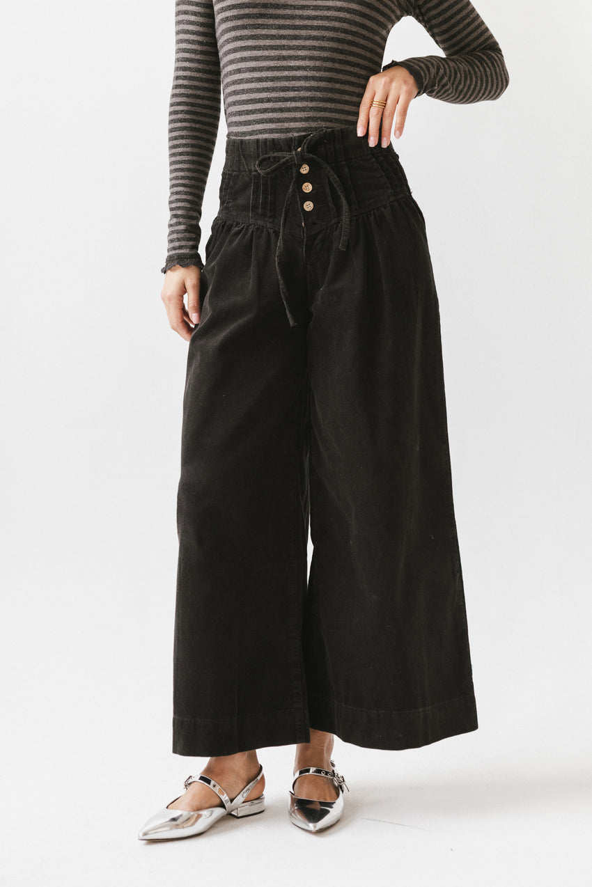 Barkley Corduroy Wide Leg Pants in Charcoal