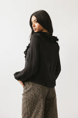 Calispell Sheer Collared Blouse in Black