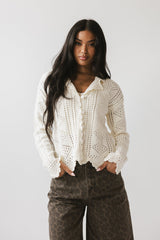 Mary Crochet Cardigan in Off White