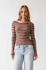 Petra Striped Sweater in Burgundy