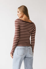 Petra Striped Sweater in Burgundy