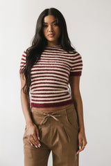 Mazie Fuzzy Sweater in Burgundy