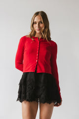 Maddy Button Up Cardigan in Red