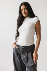 Kimberly Ribbed Top in Heather Grey