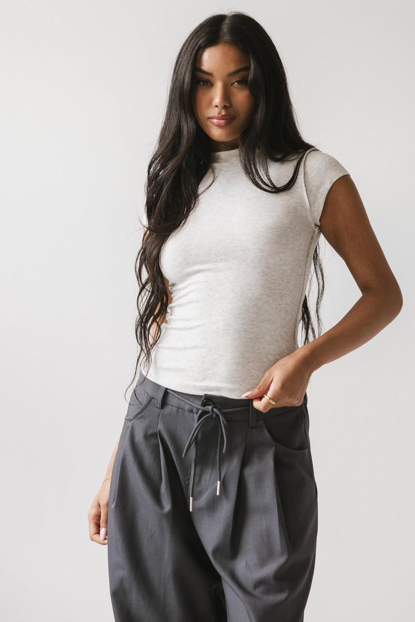 Kimberly Ribbed Top in Heather Grey