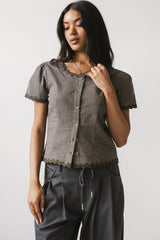 Serra Lace Trim Blouse in Charcoal