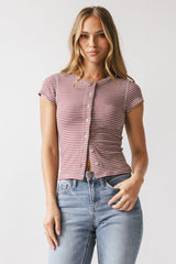 Trisha Striped Top in Red