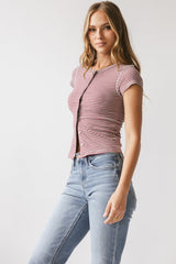 Trisha Striped Top in Red