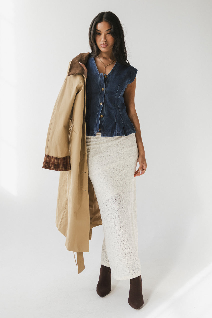 Cassie Pleated Blouse in Medium Wash