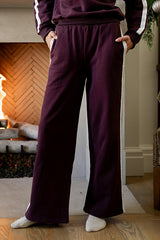Mickey Wide Leg Jogger in Burgundy