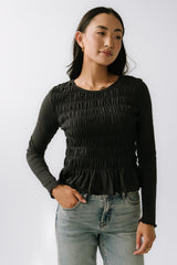 Harry Smocked Top in Black