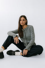 Rosie Ruffle Sweater in Heather Grey