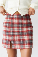 Callie Plaid Mini Skirt in Red