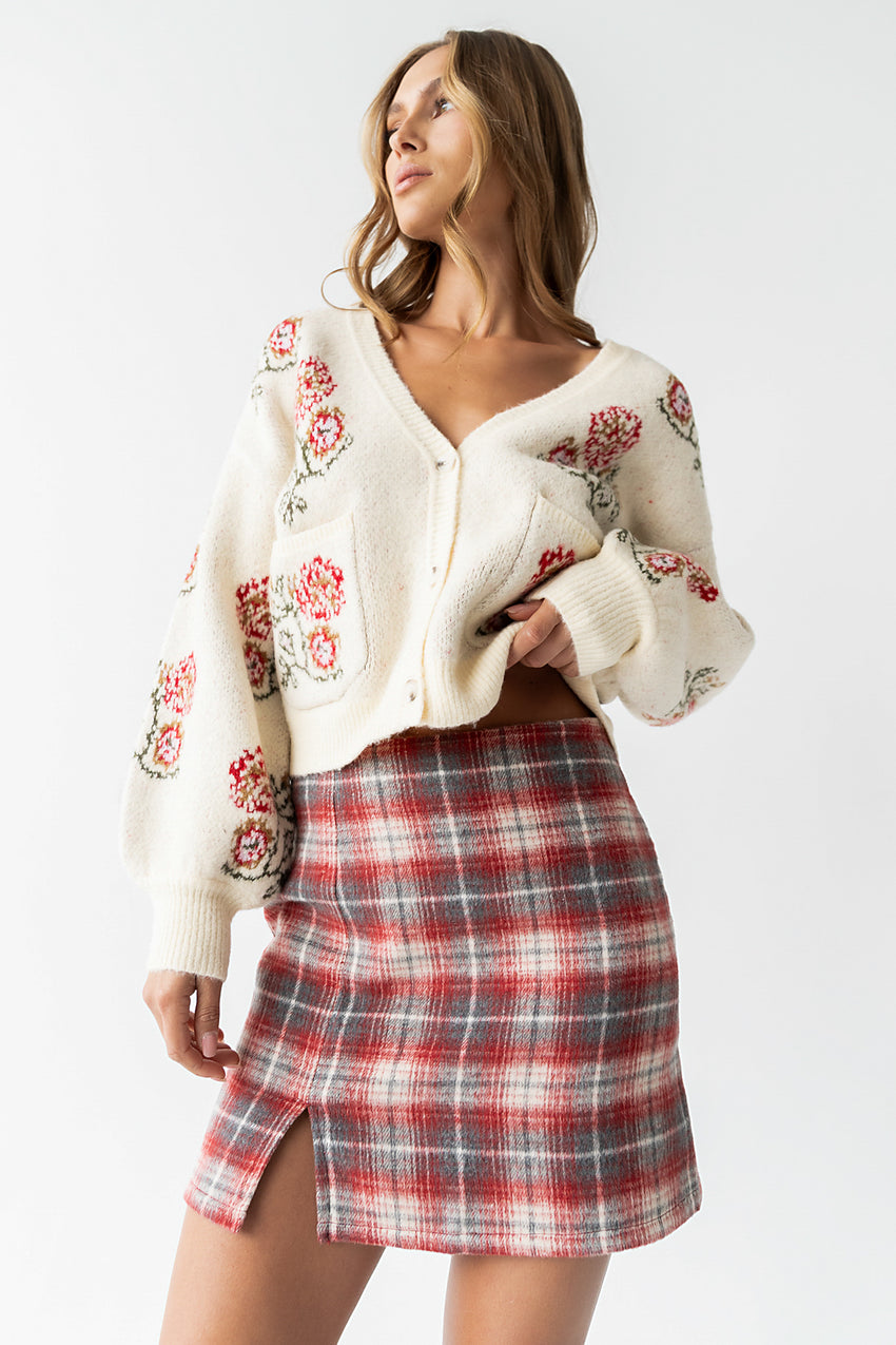 Callie Plaid Mini Skirt in Red