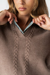 Melissa Contrast Sweater in Mocha