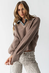 Melissa Contrast Sweater in Mocha