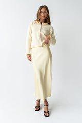 Tory Satin Maxi Skirt in Yellow
