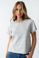 Walker Scalloped Top in Grey