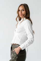 Brecken Pleated Button Up in White