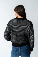 Tracey Striped Oversized Sweater in Black