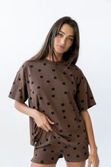 James Polka Dot Tee in Brown