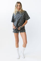 James Polka Dot Tee in Charcoal