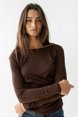 Selena Ruched Top in Brown