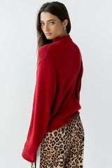 Nolan Chunky Knit Cardigan in Red