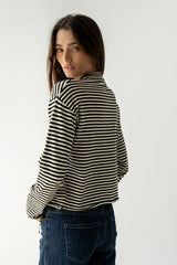 Julianne Striped Cardigan in Black