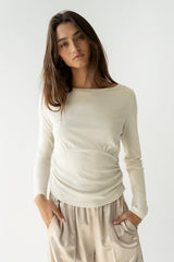 Selena Ruched Top in Bone