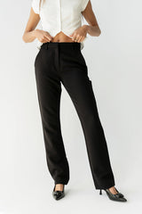 Montie Straight Leg Trousers in Black