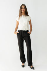 Montie Straight Leg Trousers in Black