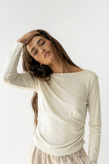 Selena Ruched Top in Bone